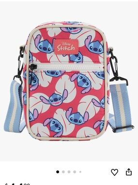 Disney Stitch Coral Pink and Blue Kids Crossbody Bag